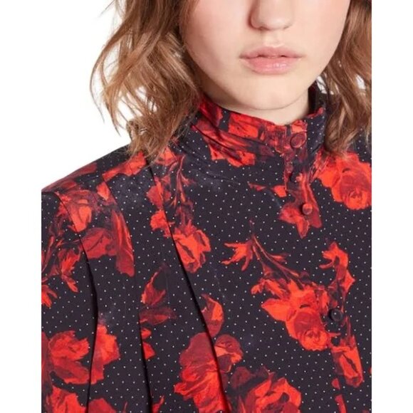 The Kooples Red and Black Floral Blouse - Picture 3 of 16